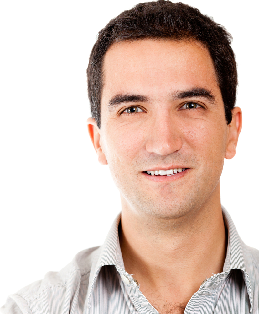 Casual male portrait - isolated over a white background